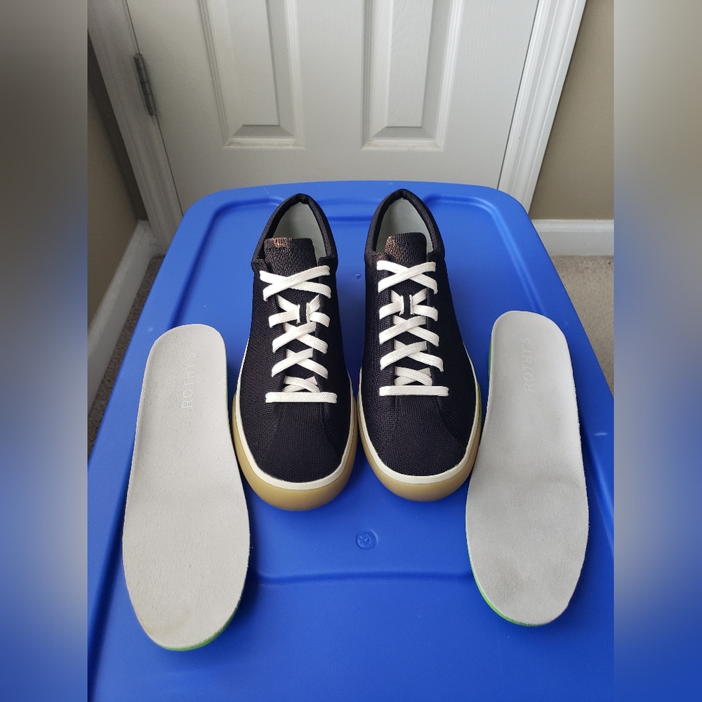 Rothy's Women The Lace Up Black Sneakers Size 9.5W - Picture 4 of 8